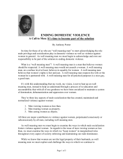ENDING DOMESTIC VIOLENCE ~ A Call to Men