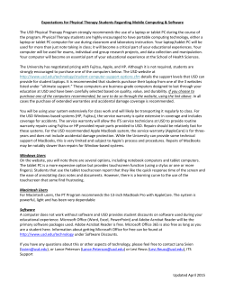 Updated April 2015 Expectations for Physical Therapy