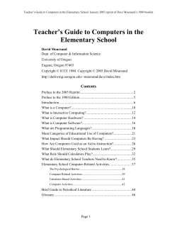 Teacher`s Guide to Computers in the Elementary School