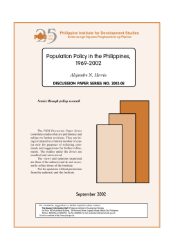 Population Policy in the Philippines, 1969-2002