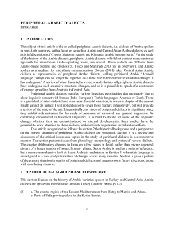 peripheral arabic dialects - University of Pennsylvania