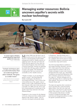 Managing water resources: Bolivia uncovers aquifer`s secrets with