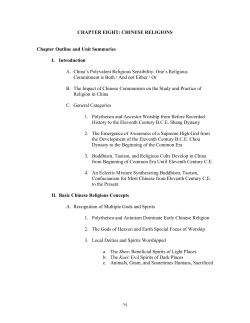 75 CHAPTER EIGHT: CHINESE RELIGIONS Chapter Outline and