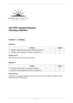 2013 HSC Spanish Beginners Marking guidelines