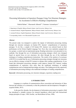 Processing Information in Expository Passages Using Text Structure