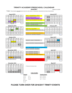 PLEASE TURN OVER FOR 2016/2017 TRINITY EVENTS