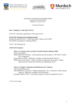 Australasian Association For European History AAEH XXII