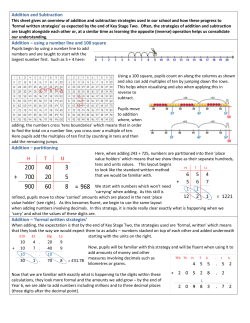 Addition and Subtraction Addition &ndash; using a number line and 100
