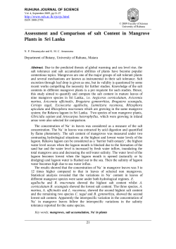 Assessment and Comparison of salt Content in Mangrove Plants in