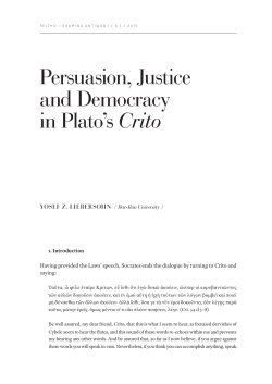 Persuasion, Justice and Democracy in Plato`s Crito