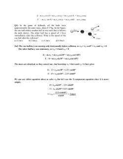 X: m1v1i cos θi+ m2v2i cos φi = m1v1f cos θf + m2v2f cosφi Y