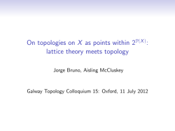 On topologies on X as points within 2P(X): lattice theory meets