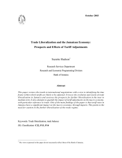 Tariffs and The Jamaican Economy