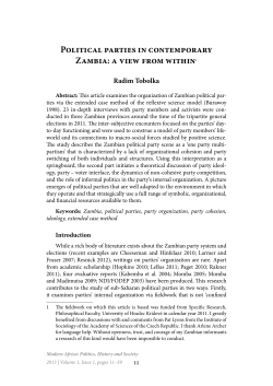 Political parties in contemporary Zambia: a view from within1