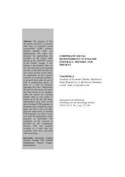 CORPORATE SOCIAL RESPONSIBILITY IN ENGLISH FOOTBALL