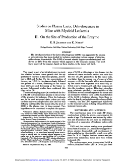 Studies on Plasma Lactic Dehydrogenase in