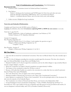 Unit 3: Confederation and Constitution