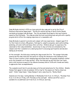 Day Camp Webpage - The City of Charlevoix