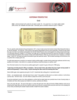 KOPERNIK PERSPECTIVE Gold - Kopernik Global Investors