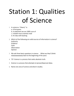 Station 1: Qualities of Science