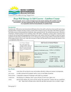 Deep-Well Storage in Salt Caverns - Sarnia