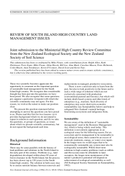 REVIEW OF SOUTH ISLAND HIGH COUNTRY COUNTRY LAND