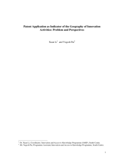 Patent Application as Indicator of the Geography of Innovation