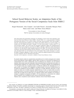 School Social Behavior Scales - Reposit&oacute;rio do ISCTE-IUL
