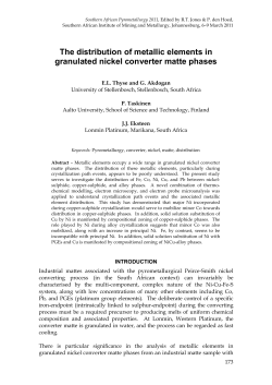 The distribution of metallic elements in granulated nickel