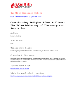 Constituting Religion After Williams: The False Dichotomy of