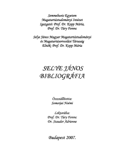 SELYE J&Aacute;NOS BIBLIOGR&Aacute;FIA BIBLIOGR&Aacute;FIA
