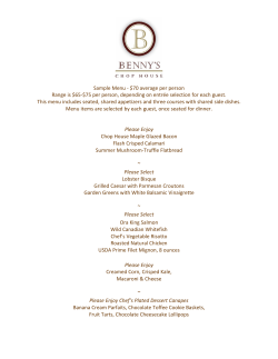 Sample Menu - $70 average per person Range is $65