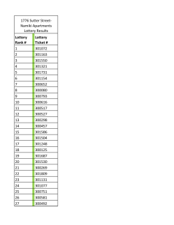 Lottery Rank # Lottery Ticket # 1 301072 2 301163 3 301550 4