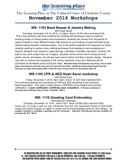 November 2016 Workshops - The Cultural Center of Charlotte County