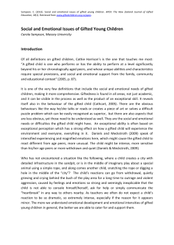 Social and Emotional Issues of Gifted Young Children