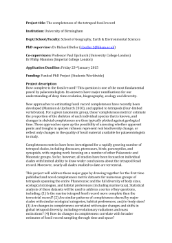 Project title: The completeness of the tetrapod fossil record Institution