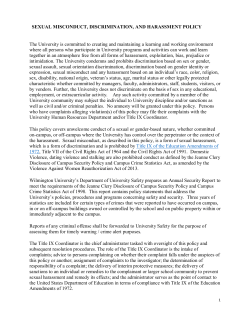 Sexual Misconduct, Discrimination and Harassment Policy and