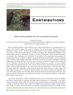 Robert Harding Whittaker and the Individualistic Hypothesis