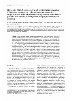 Genomic DNA fingerprinting of clinical Haemophilus infhenzae