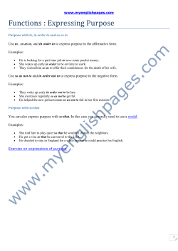 Functions : Expressing Purpose