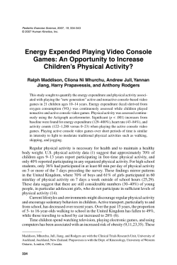Energy Expended Playing Video Console Games