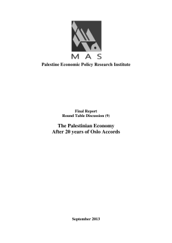 The Palestinian Economy After 20 years of Oslo Accords