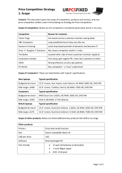Price Competition Strategy 1: Scope