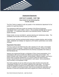 Employment Opportunity LIGHT DUTY CLEANER