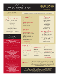 Catering Menus - Frank`s Place