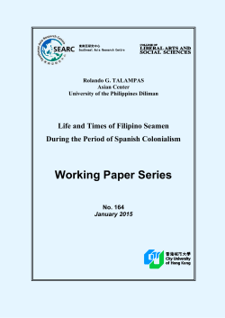 Life and Times of Filipino Seamen During the Period of Spanish