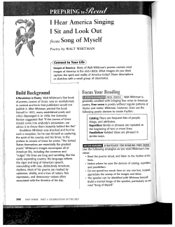 I Hear America Singing I Sit and Look Out from Song of Myself