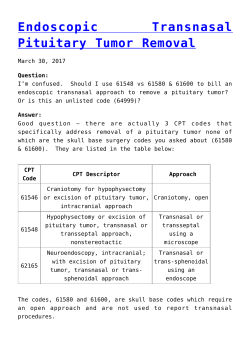 Endoscopic Transnasal Pituitary Tumor Removal,Billing