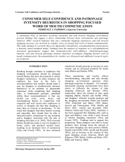 Consumer Self-Confidence And Patronage Intensity Heuristics In