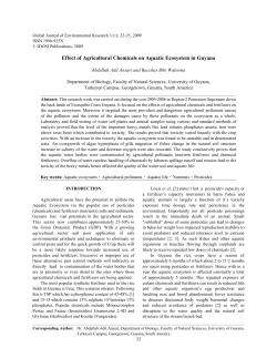 Effect of Agricultural Chemicals on Aquatic Ecosystem in